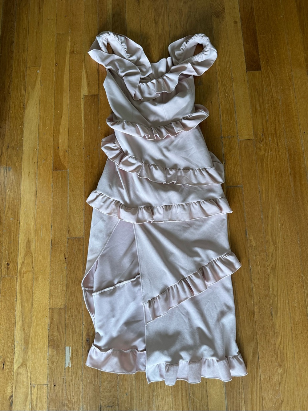 Show Me Your MuMu Blush Pink Ruffle Midi Dress